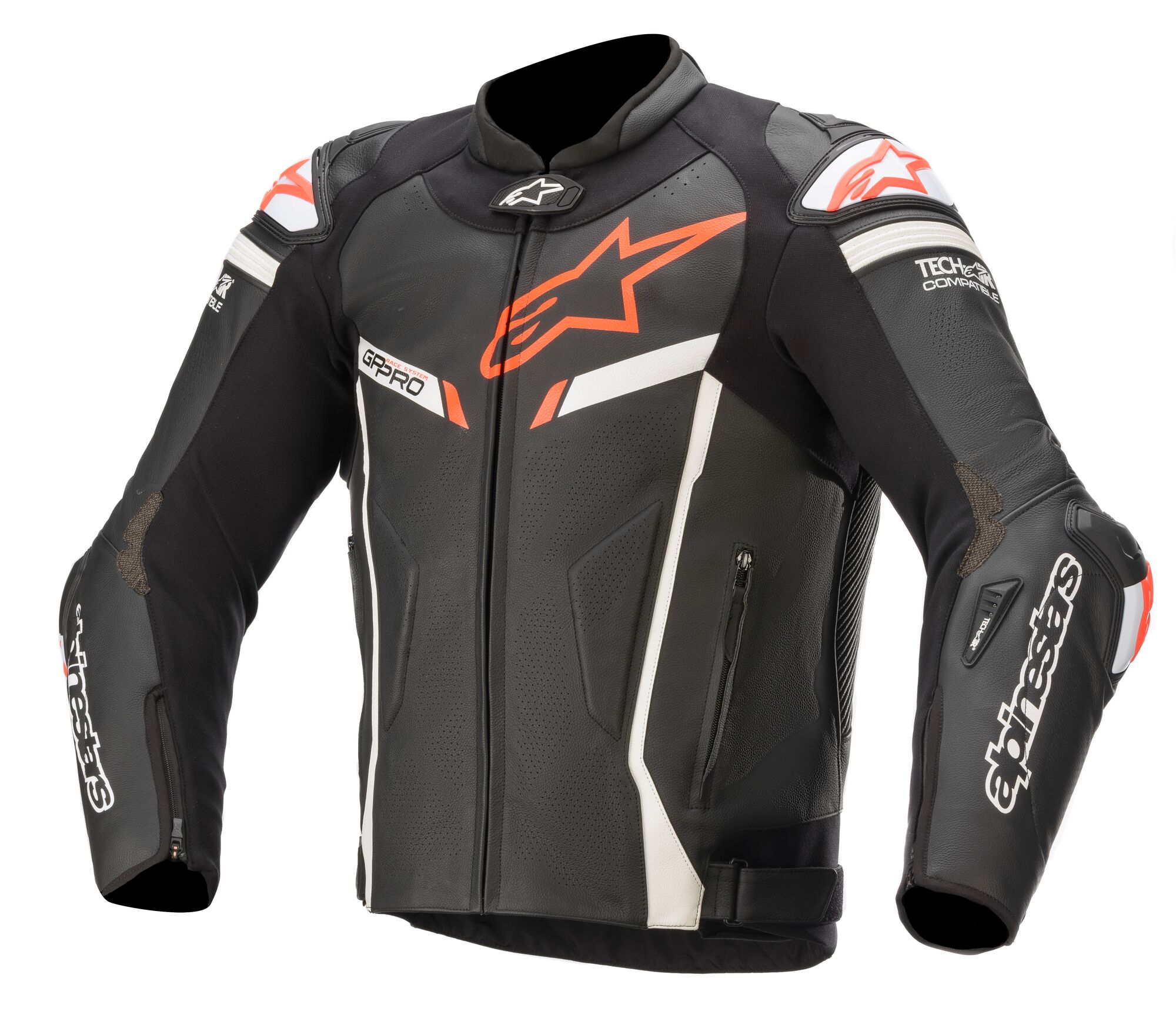 ALPINESTARS GP Pro V2 Tech Air Comp Jacket Zwart Wit Rood Fluo Leder